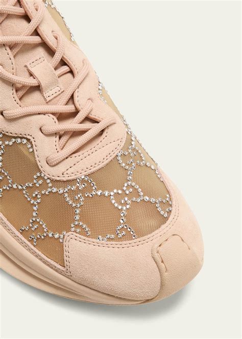 gucci crystal sneakers pink|Gucci platform sneakers with crystals.